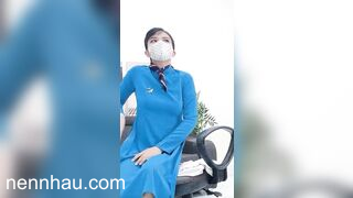 Cực đỉnh Em tiếp viên hàng không mặc áo dài thủ dâm khoe hàng kích thích