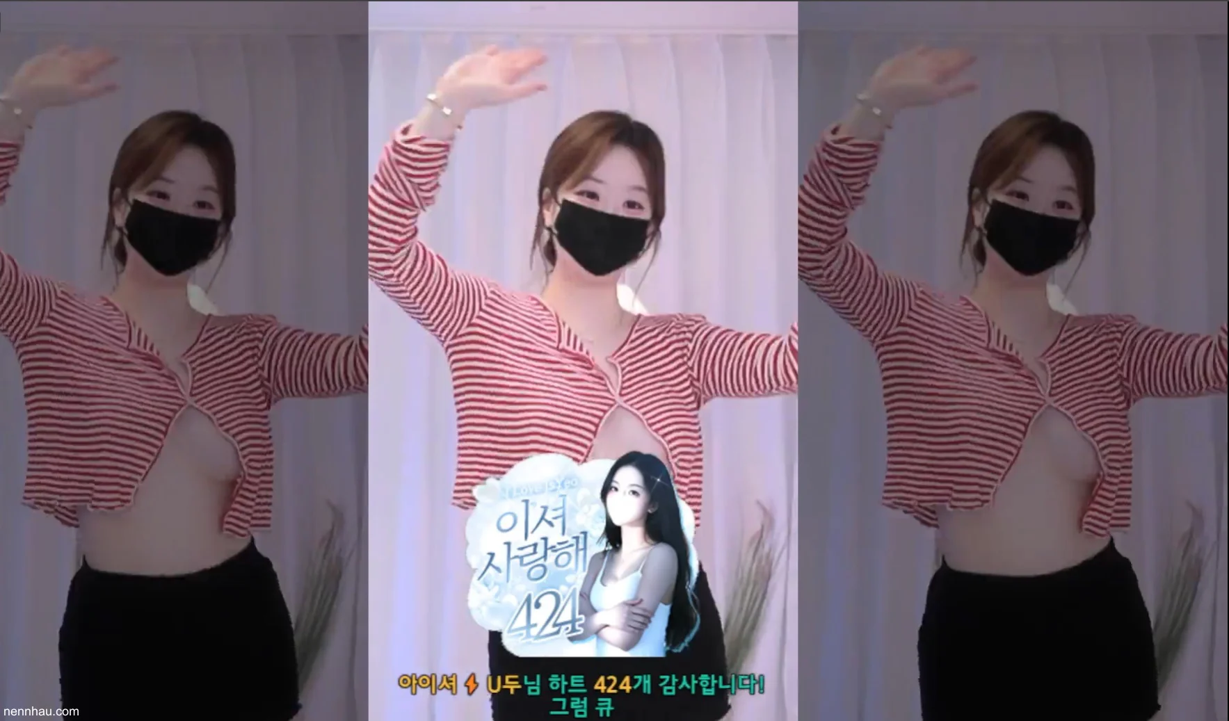 Siêu hot Múi mít Hàn xẻng không mặc áo con nhảy TikTok lòi cả đầu ti