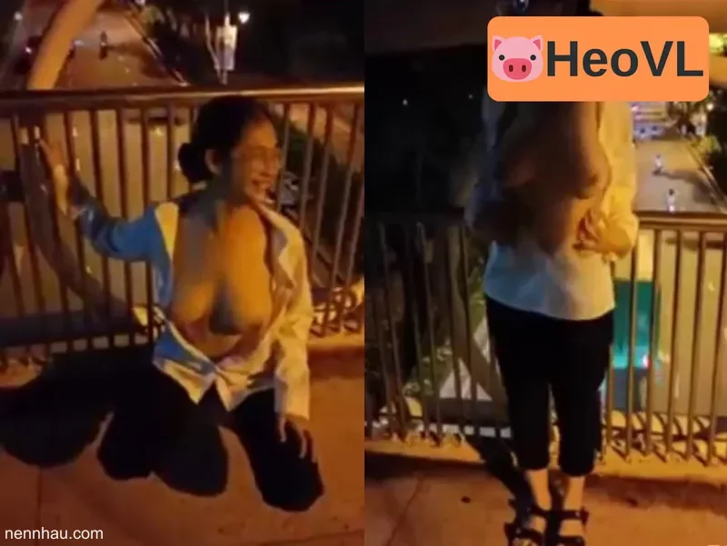 Siêu hot Em kính cận show cặp vú xệ trên cầu