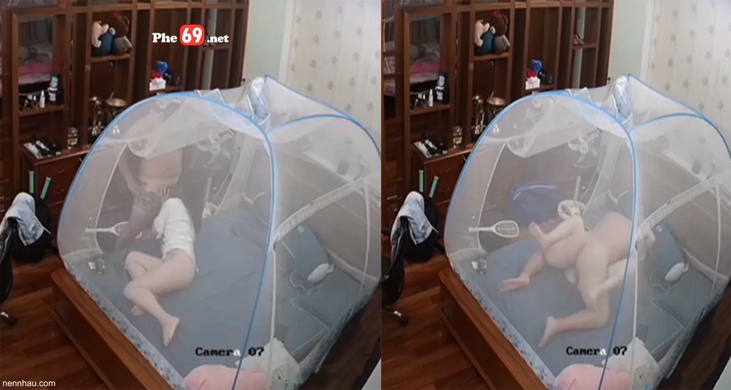 Hack camera cặp vợ chồng chịch bất chấp giờ giấc nay đổi kiểu vào trong mùng chịch siêu phẩm