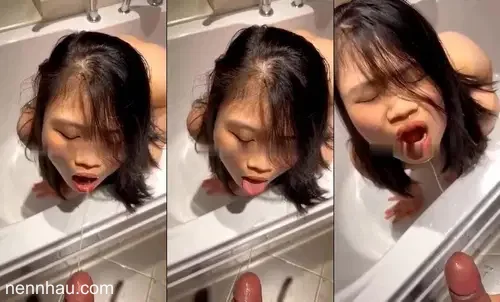 Em thích chơi độc lạ quỳ trong bồn tắm để anh đái vào mặt cực kỳ nóng