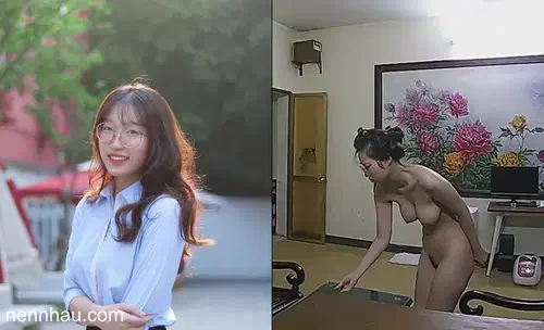 Hack camera em gái kính cận vú to thả rông trong công ty gia đình cực nứng