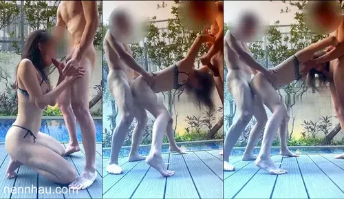 Đỉnh của chóp Để bạn thân chơi threesome với bé sugar baby chân dài xinh xắn bên bể bơi