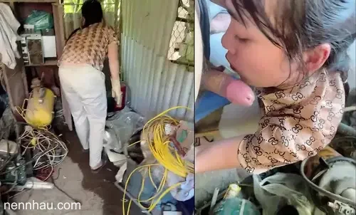 Tuyệt đỉnh Thuê chị lao công dọn nhà kho mà nứng quá cởi quần đòi chị bú cu luôn trong kho