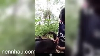 Ra vườn chịch 2 em chó cái cực hot