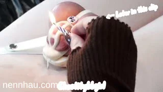 Cực kỳ nóng Ladyboy khóa cu thông lỗ tiểu đốt nến